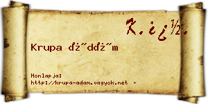 Krupa Ádám névjegykártya