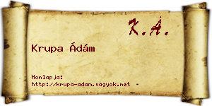 Krupa Ádám névjegykártya